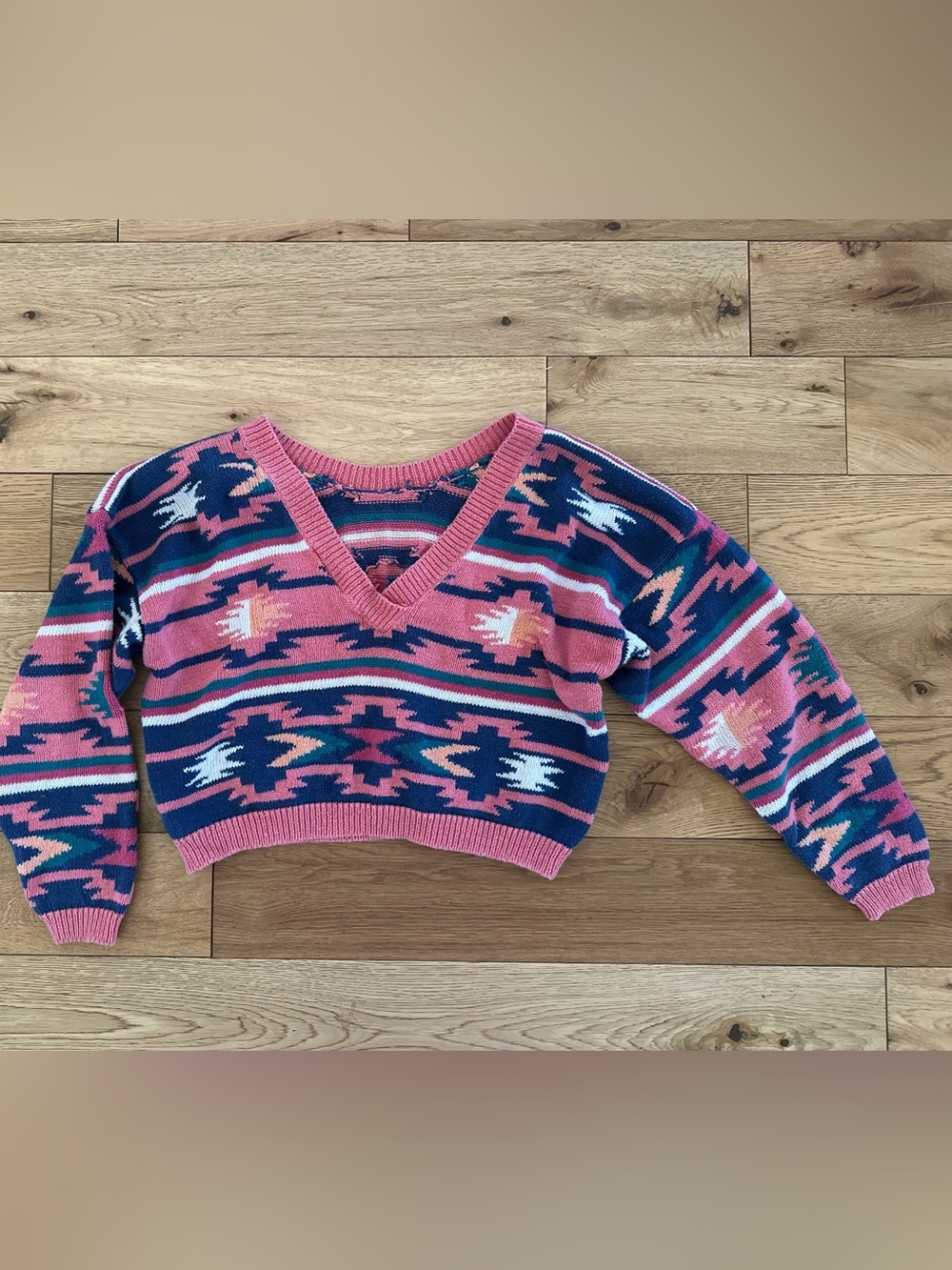 Vintage 80s/90s Nuovo southwestern geometric cropped sweater
